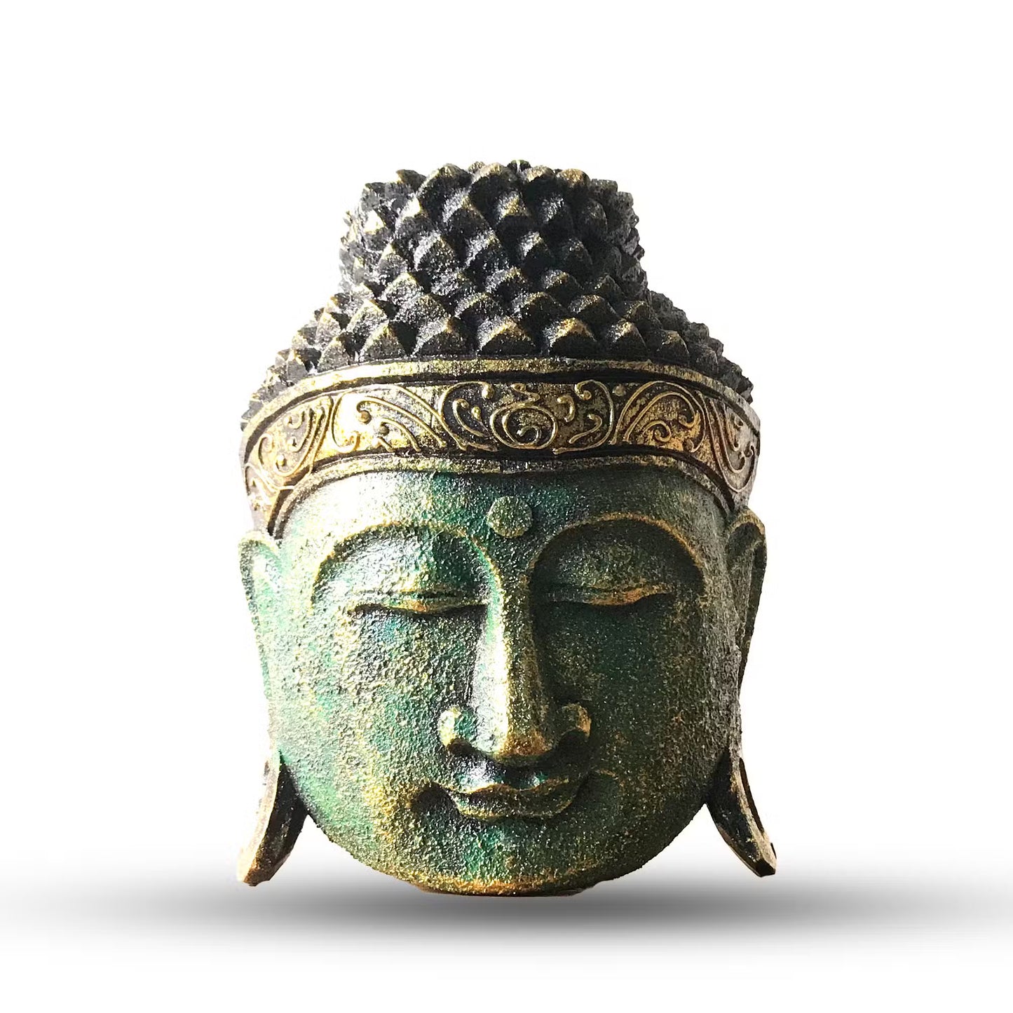 Buddha Head - 25cm - Green Shine Finish
