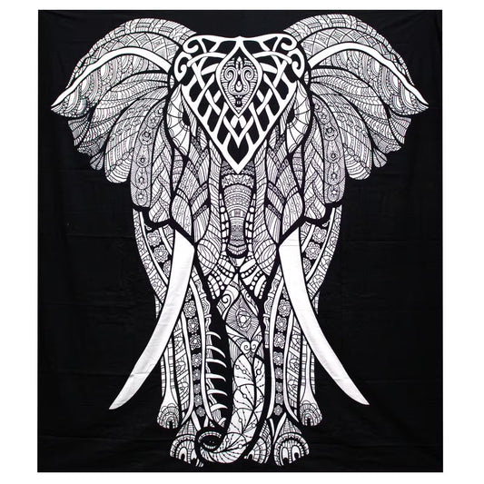 Double Cotton Bedspread / Wall Hanging - Elephant