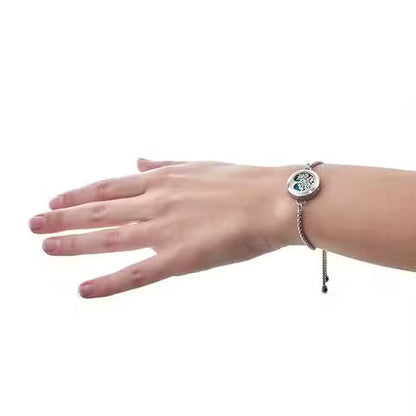 Aromatherapy Jewellery Chain Bracelet - Cat & Flowers - 20mm - Stainless Steel