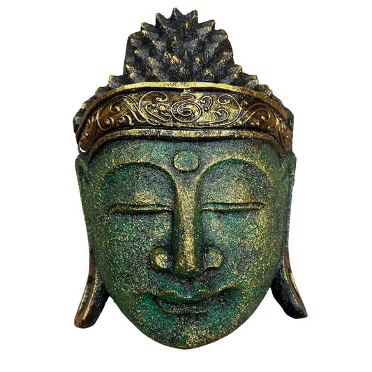 Buddha Head - 25cm - Green Shine Finish