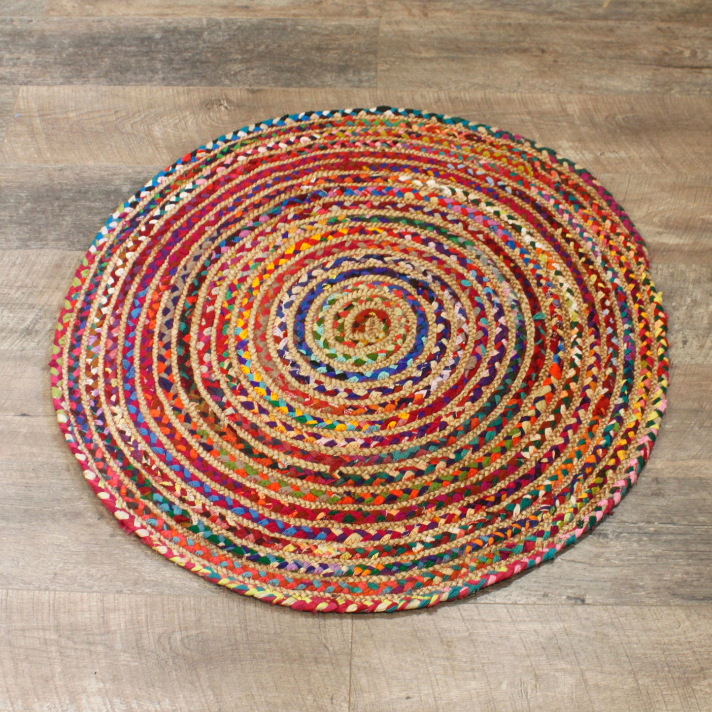Round Jute and Recycled Cotton Rug