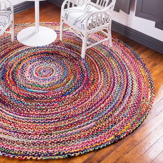 Round Jute and Recycled Cotton Rug