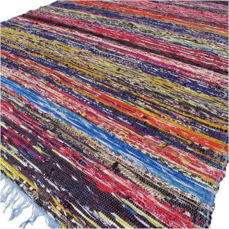 Luxury Rag Rug - Blue - 153 x 90 cm